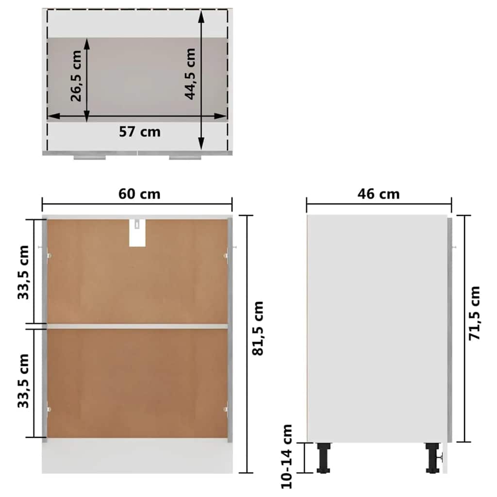 Armadio Inferiore “Lyon” Grigio Cemento 60x46x81,5cm | homemem39