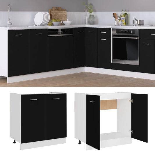 Mobile Sottolavello “Lyon” Nero 80x46x81,5 cm - homemem39