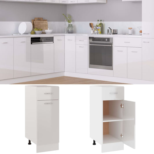 Armadio Inferiore Cassetto “Lyon” Bianco Lucido 30x46x81,5 - homemem39