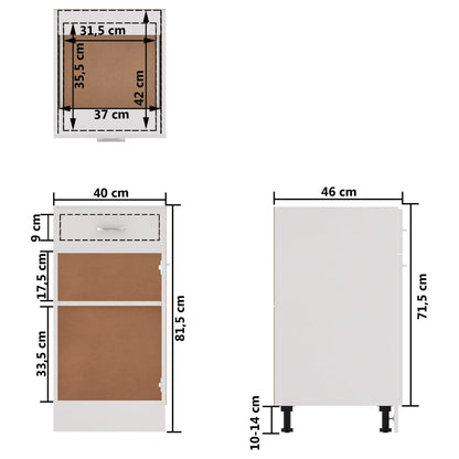 Armadio Inferiore Cassetto Bianco 40x46x81,5 Legno Multistrato - homemem39