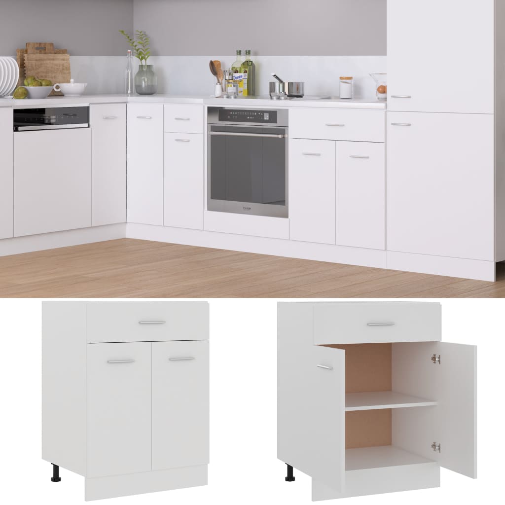 Armadio Inferiore con Cassetto “Lyon” Bianco 60x46x81,5 cm | homemem39