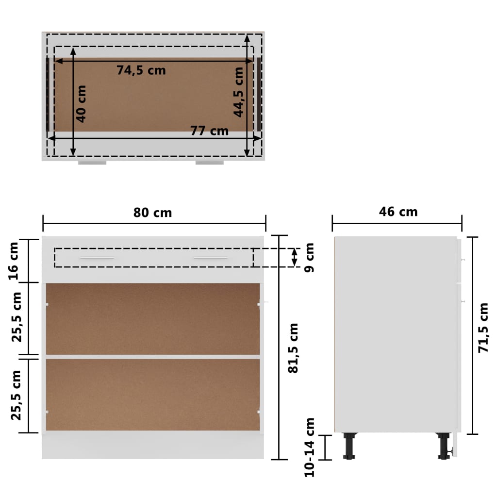 Mobile Inferiore Cassetto “Lyon” Bianco 80x46x81,5cm | homemem39