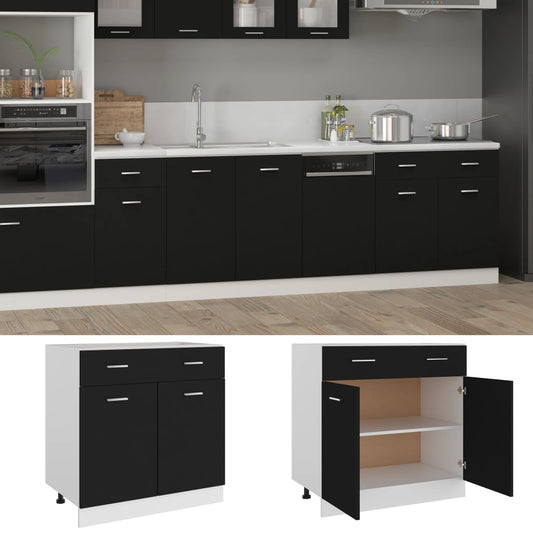 Mobile Inferiore Cassetto “Lyon” Nero 80x46x81,5 cm - homemem39