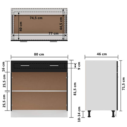 Mobile Inferiore Cassetto “Lyon” Nero 80x46x81,5 cm | homemem39