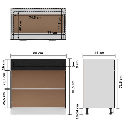 Mobile Inferiore Cassetto “Lyon” Nero 80x46x81,5 cm - homemem39
