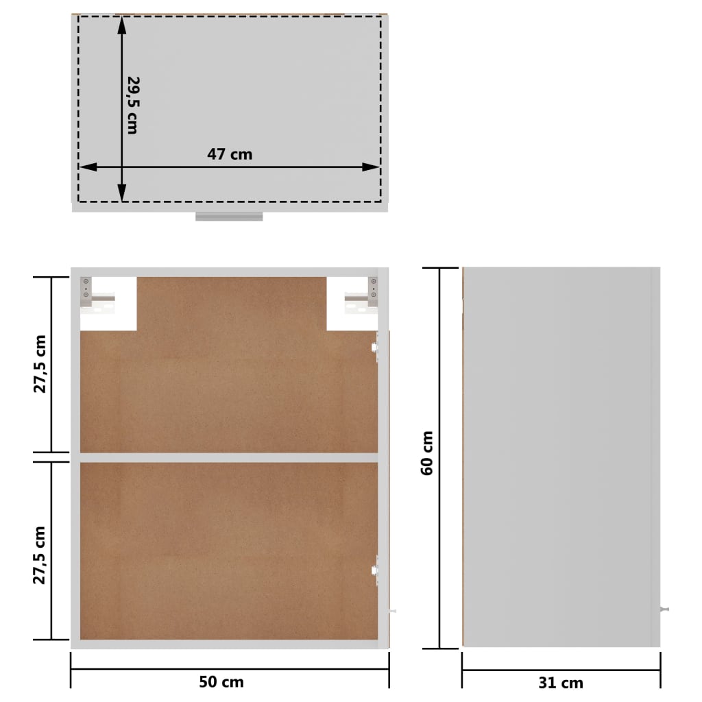 Mobile Pensile Bianco 50x31x60 cm in Legno Multistrato - homemem39