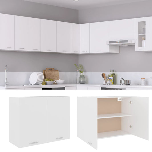 Mobile Pensile “Lyon” Bianco 80x31x60 cm in Legno Multistrato - homemem39