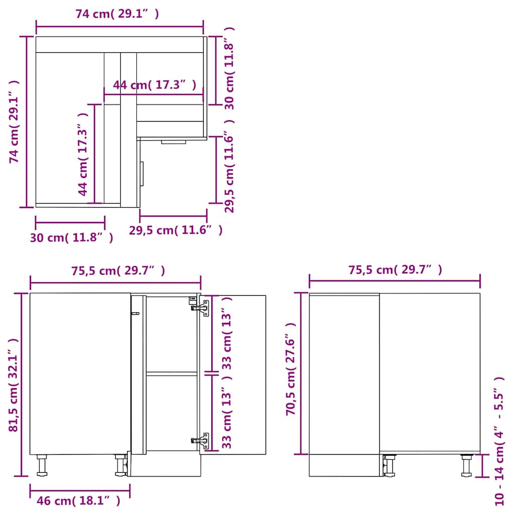Mobile Angolare “Lyon” 75,5x75,5x81,5 cm
