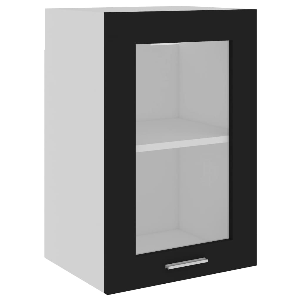 Mobile Pensile con Vetro “Lyon” Nero 40x31x60 cm - homemem39