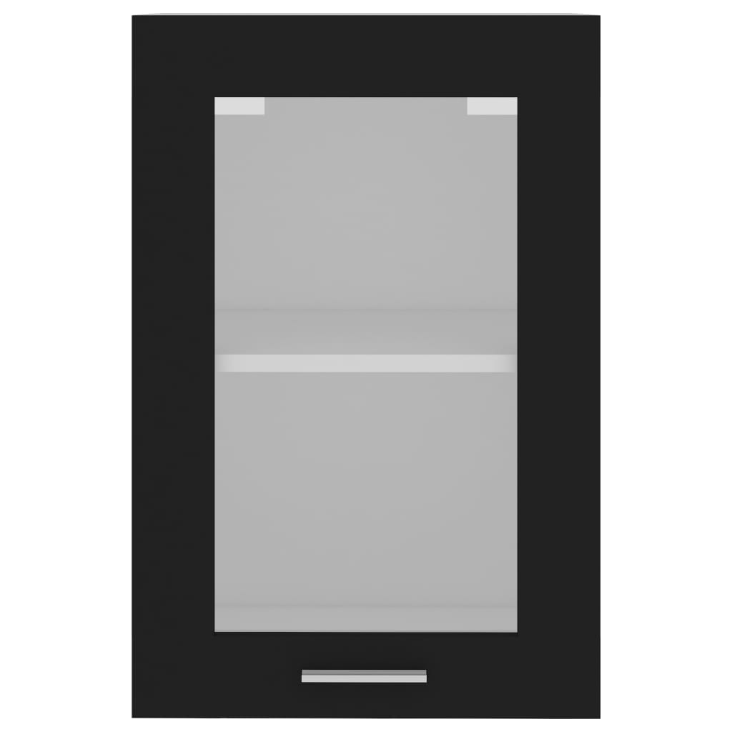 Mobile Pensile con Vetro “Lyon” Nero 40x31x60 cm - homemem39