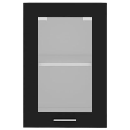 Mobile Pensile con Vetro “Lyon” Nero 40x31x60 cm - homemem39