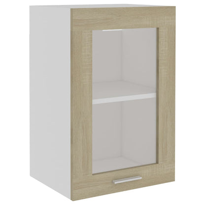 Mobile Pensile con Vetro “Lyon” Rovere Sonoma 40x31x60 cm - homemem39