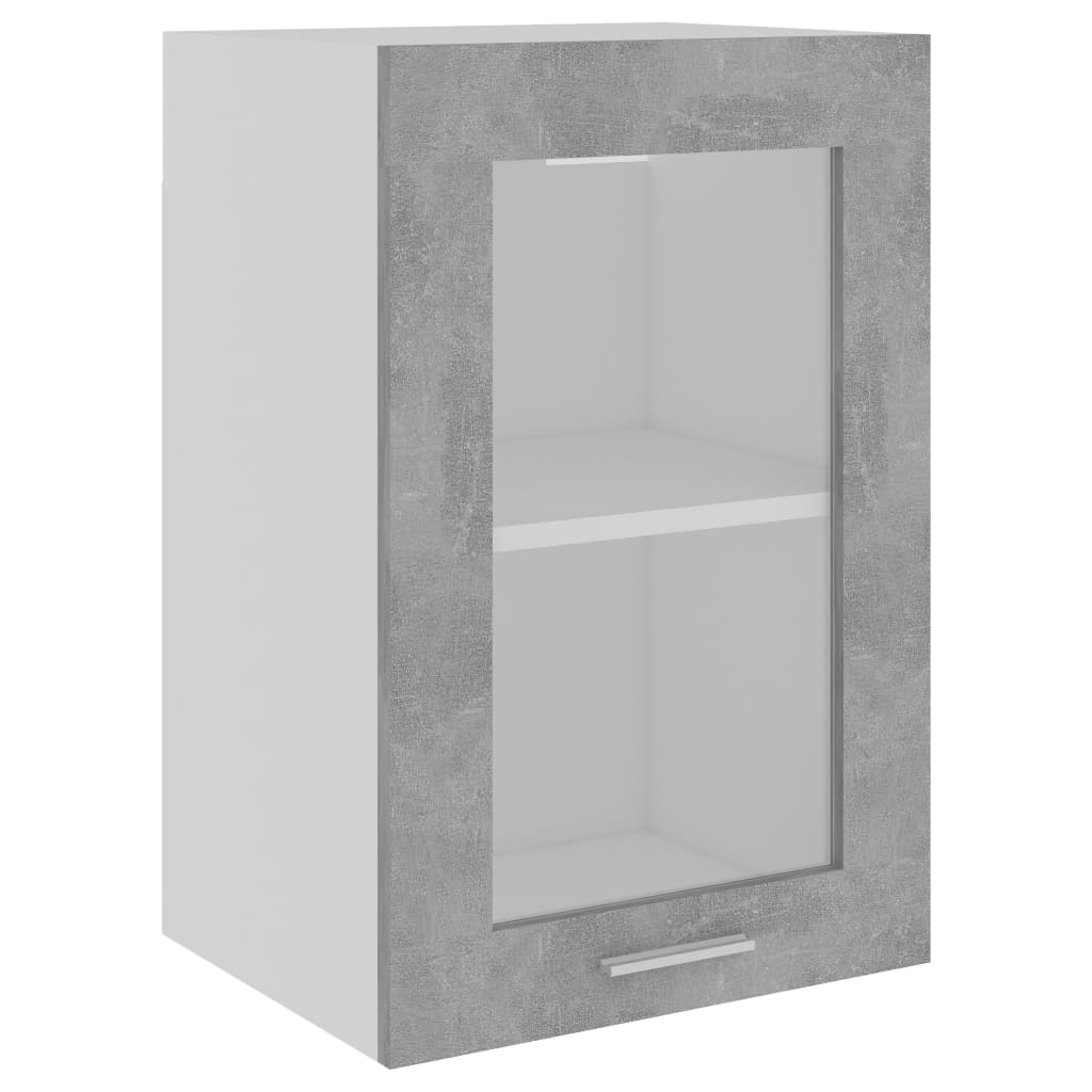 Mobile Pensile con Vetro “Lyon” Grigio Cemento 40x31x60 cm | homemem39