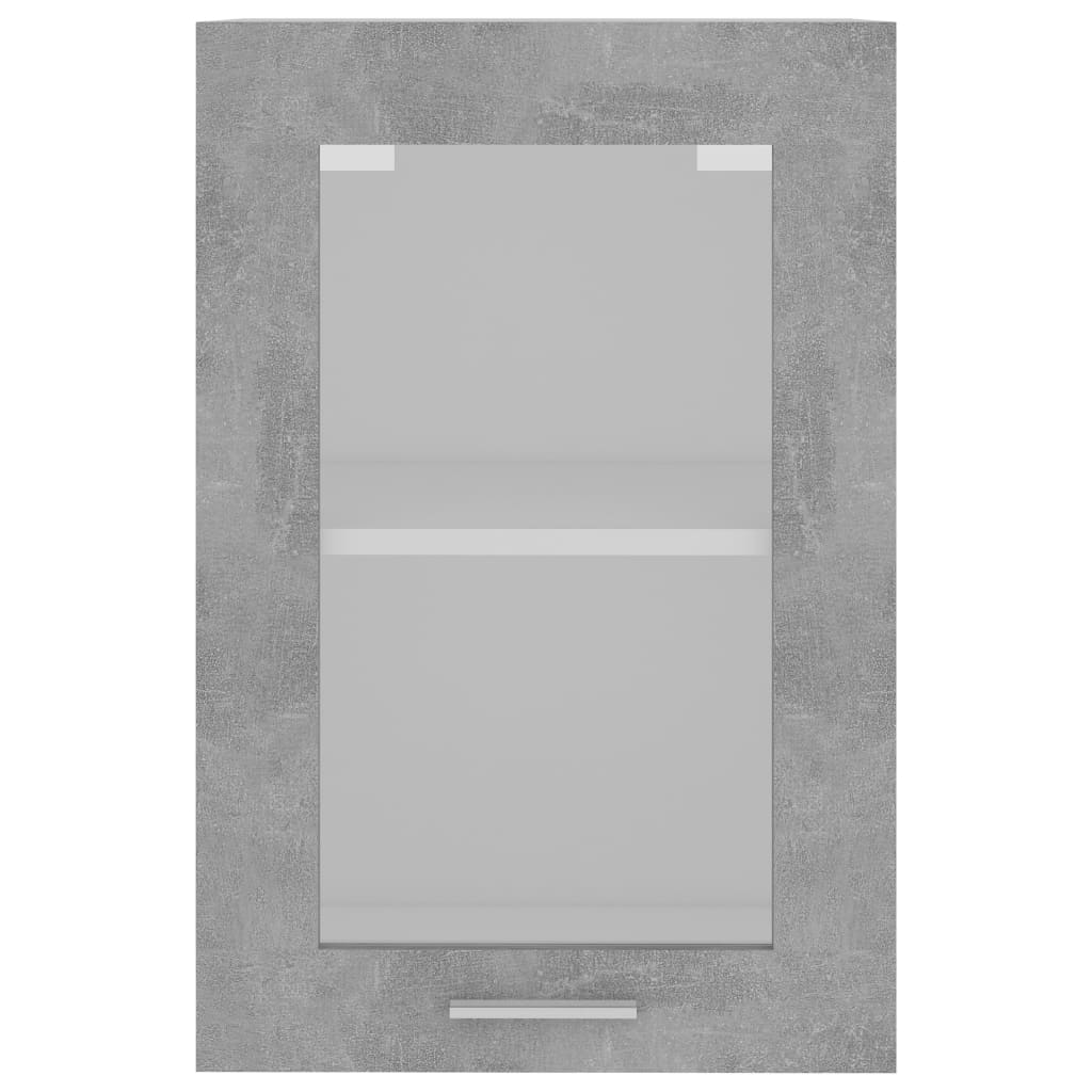 Mobile Pensile con Vetro “Lyon” Grigio Cemento 40x31x60 cm - homemem39