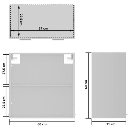 Mobile Pensile con Vetro “Lyon” Bianco 60x31x60 cm - homemem39