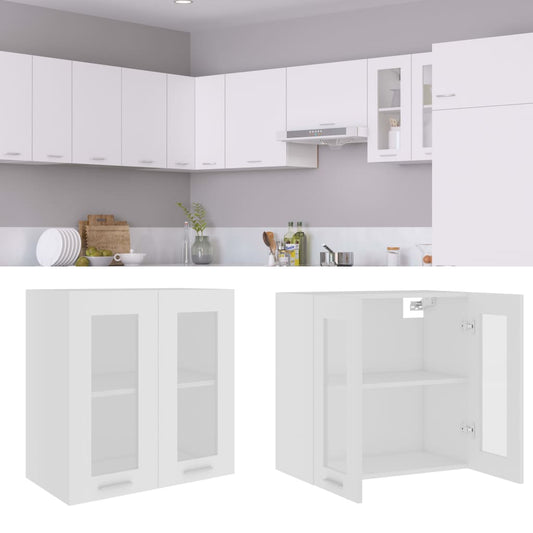 Mobile Pensile con Vetro “Lyon” Bianco 60x31x60 cm - homemem39