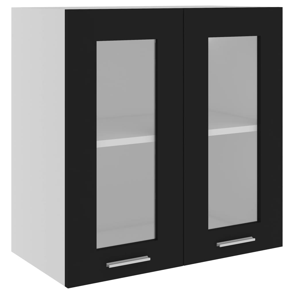 Mobile Pensile con Vetro “Lyon” Nero 60x31x60 cm - homemem39