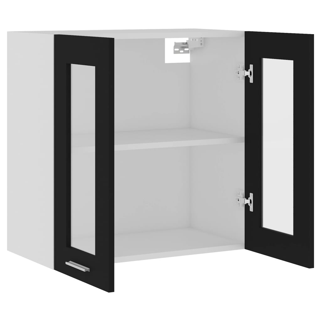 Mobile Pensile con Vetro “Lyon” Nero 60x31x60 cm - homemem39