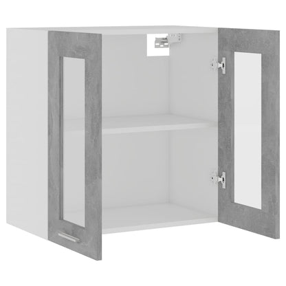 Mobile Pensile con Vetro “Lyon” Grigio Cemento 60x31x60 cm - homemem39