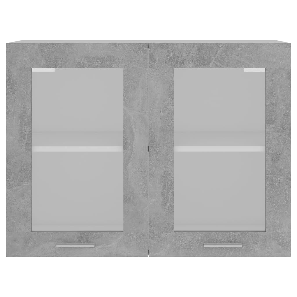 Mobile Pensile con Vetro Grigio Cemento 80x31x60 cm Multistrato - homemem39