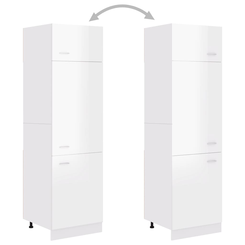 Mobile per Frigo Bianco Lucido 60x57x207 cm Legno Multistrato - homemem39