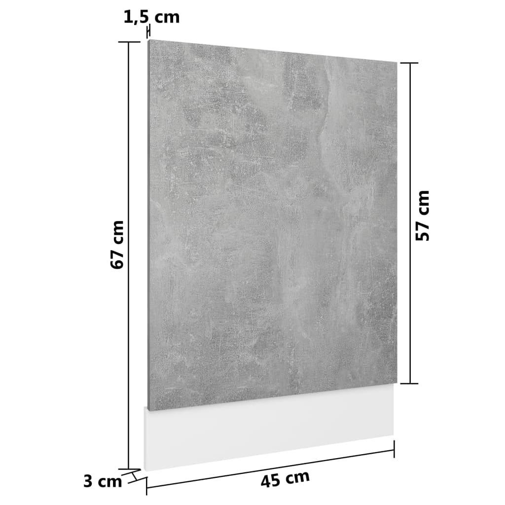 Pannello Lavastoviglie Grigio Cemento 45x3x67 cm Multistrato - homemem39