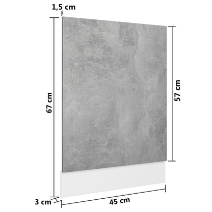 Pannello Lavastoviglie Grigio Cemento 45x3x67 cm Multistrato - homemem39