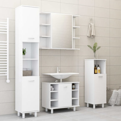 Armadio da Bagno Bianco 30x30x95 cm in Legno Multistrato | homemem39