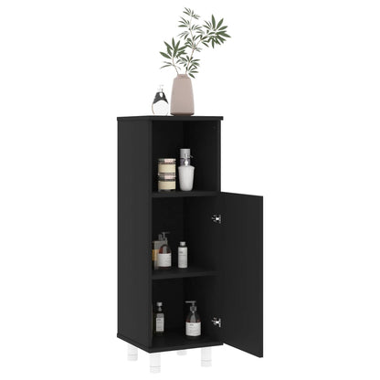 Mobile da Bagno Nero 30x30x95 cm in Legno Multistrato | homemem39