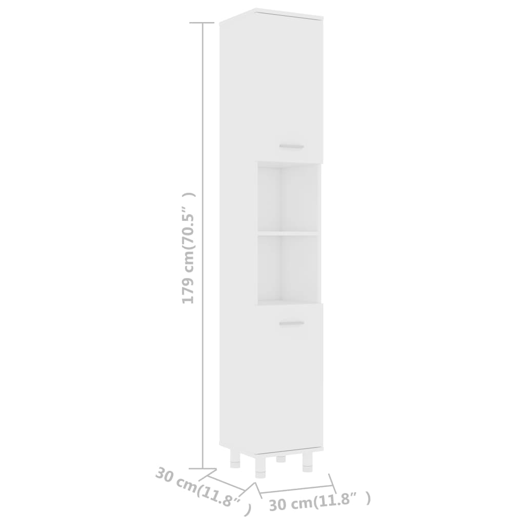 Mobile da Bagno Bianco 30x30x179 cm in Legno Multistrato | homemem39