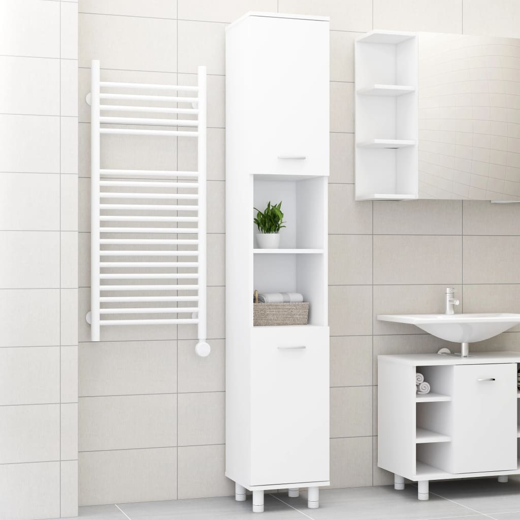 Mobile da Bagno Bianco 30x30x179 cm in Legno Multistrato | homemem39