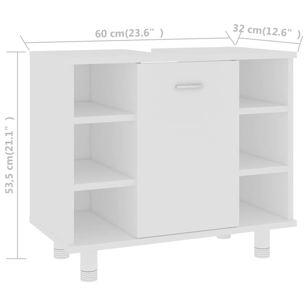 Mobile da Bagno Bianco 60x32x53,5 cm in Legno Multistrato