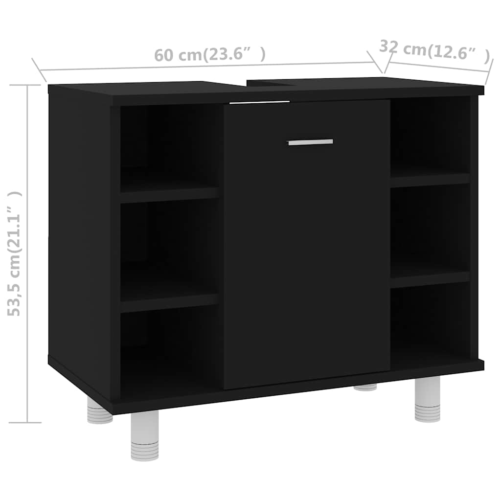 Mobile da Bagno Nero 60x32x53,5 cm in Legno Multistrato - homemem39