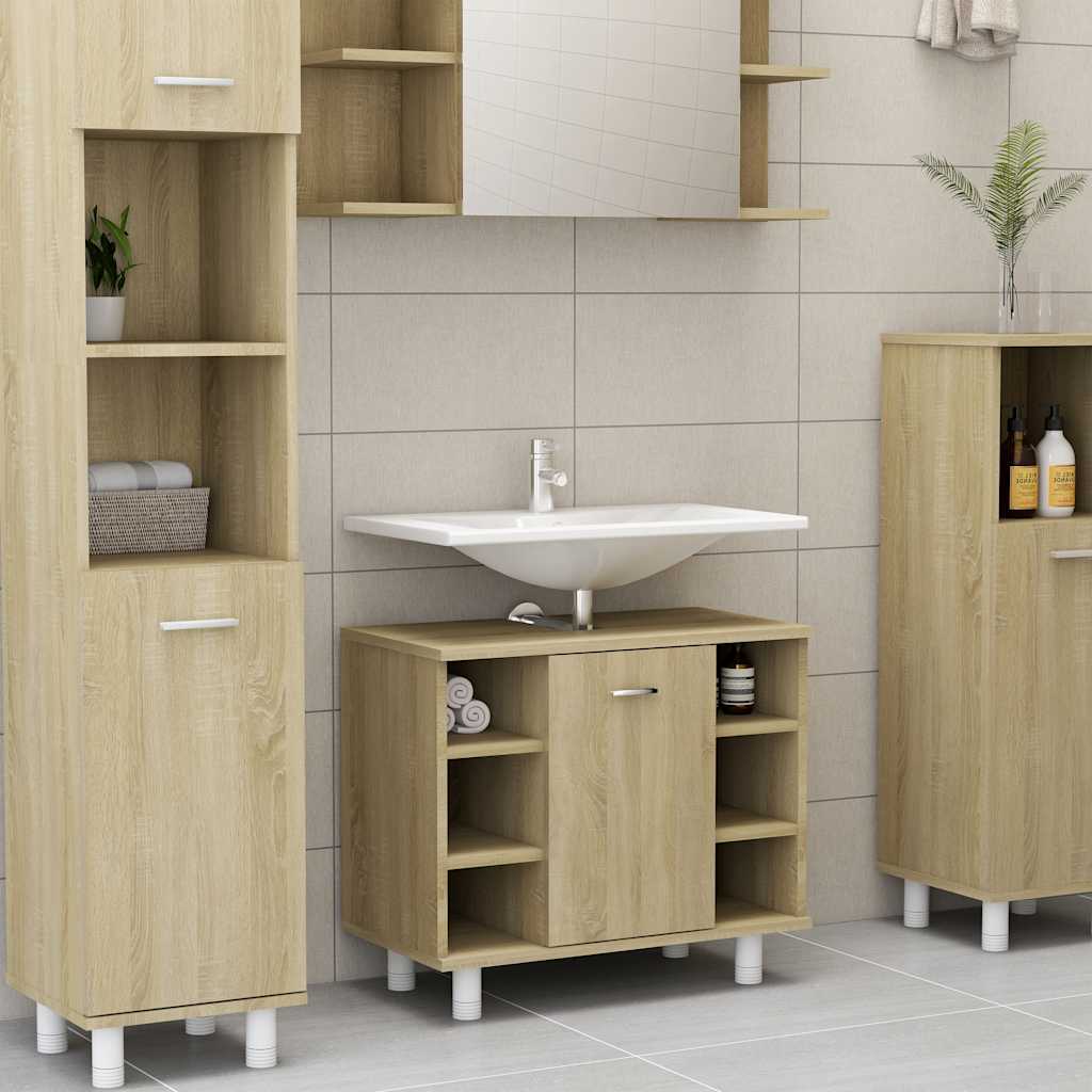 Mobile da Bagno Rovere Sonoma 60x32x53,5cm in Legno Multistrato - homemem39