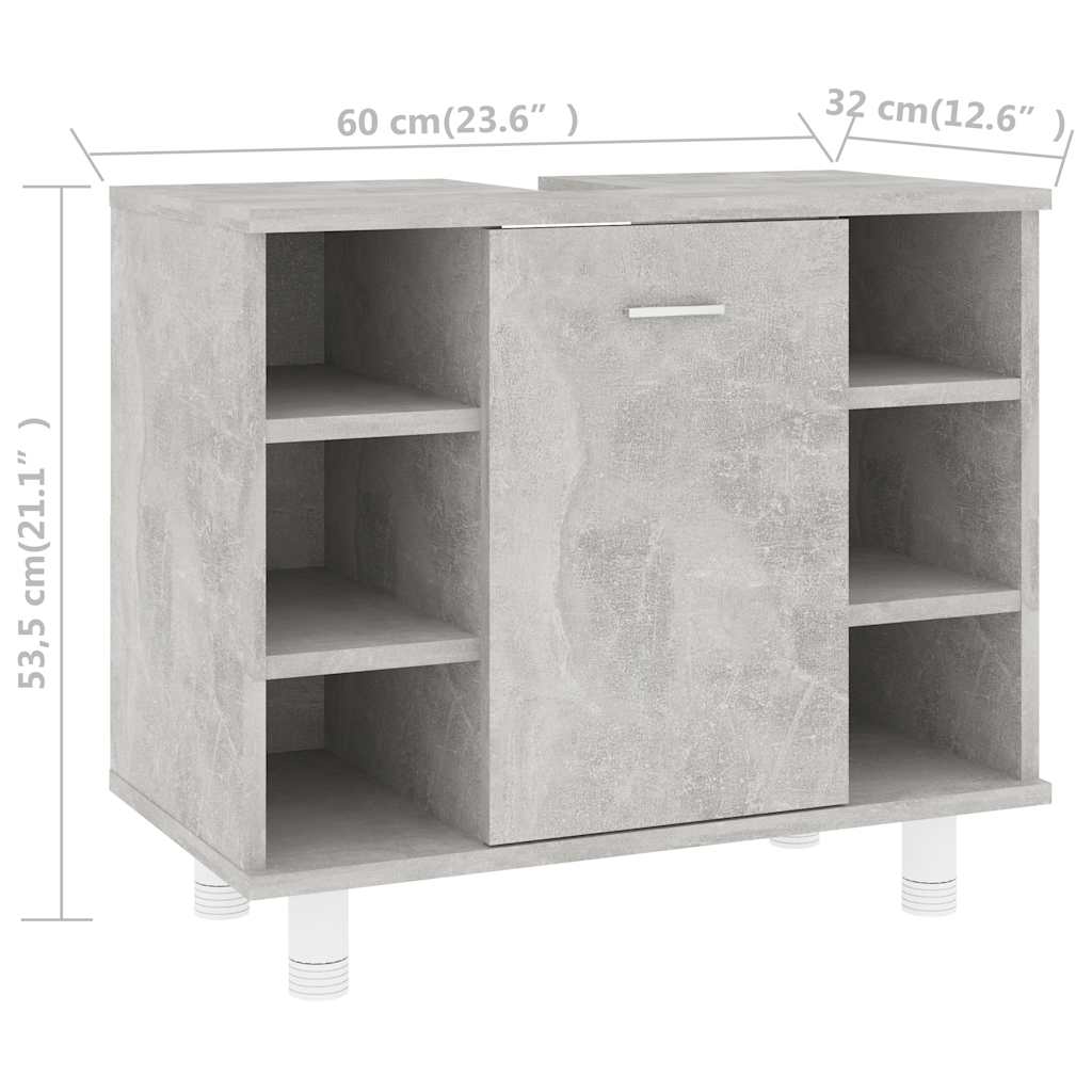 Mobile da Bagno Grigio Cemento 60x32x53,5 cm Legno Multistrato - homemem39