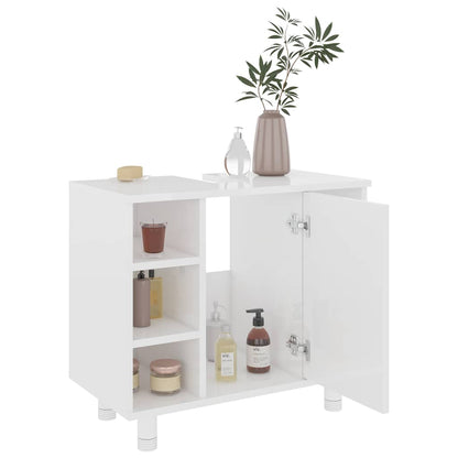 Mobile da Bagno Bianco Lucido 60x32x53,5cm in Legno Multistrato - homemem39