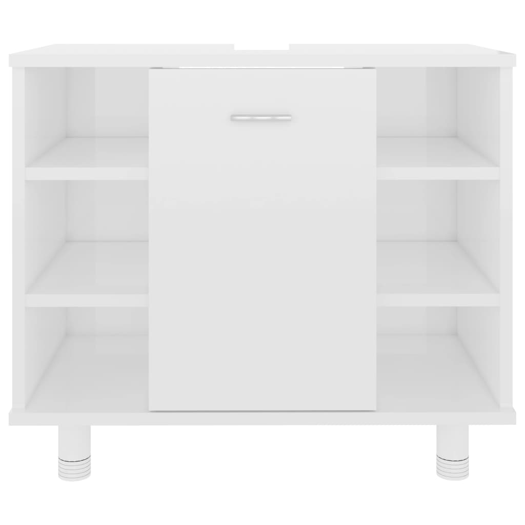 Mobile da Bagno Bianco Lucido 60x32x53,5cm in Legno Multistrato - homemem39