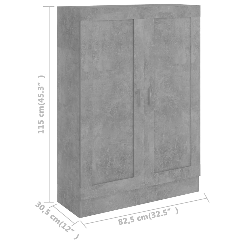 Libreria Grigio Cemento 82,5x30,5x115 cm in Legno Multistrato | homemem39