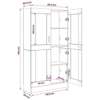 Libreria Nera 82,5x30,5x150 cm in Legno Multistrato