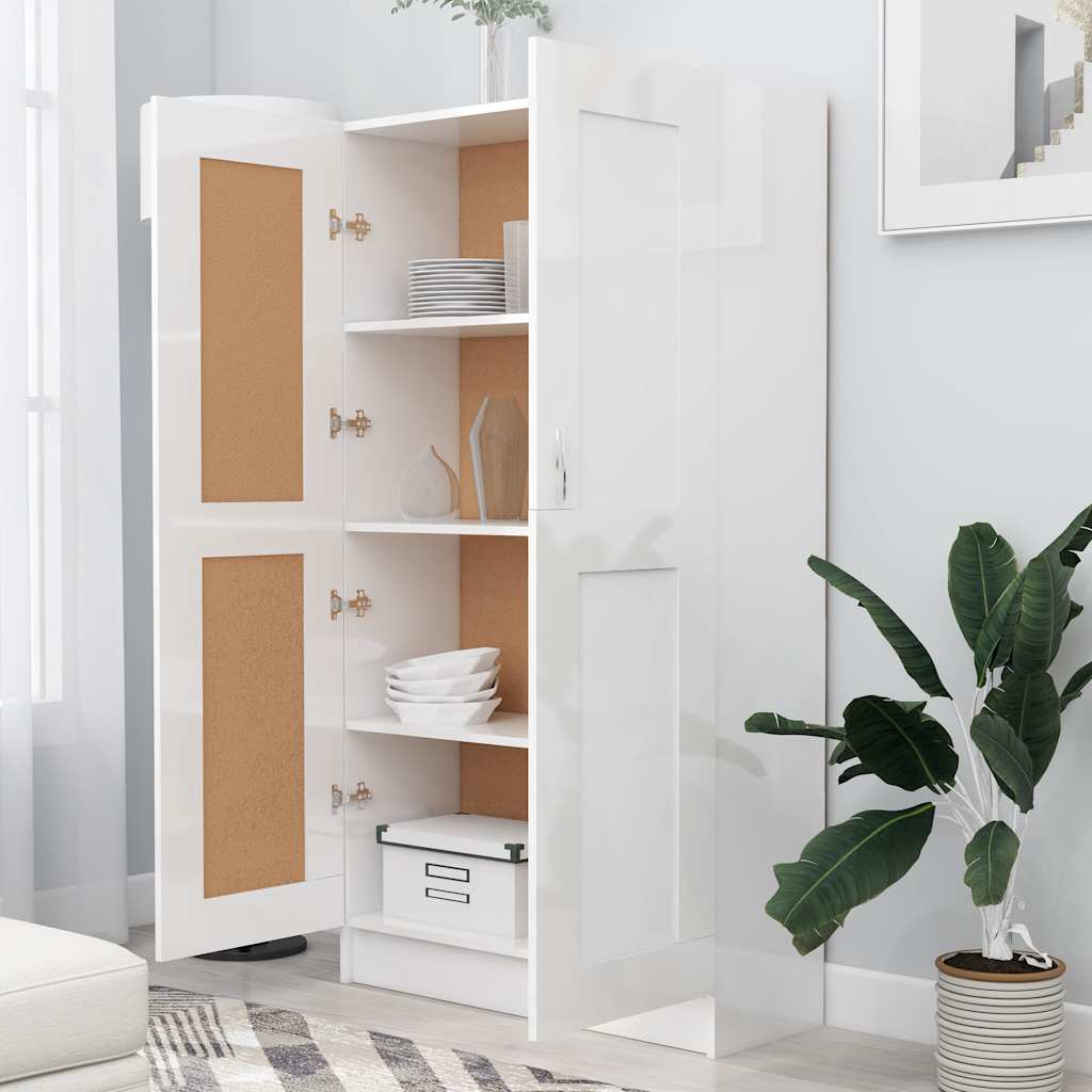 Libreria Bianco Lucido 82,5x30,5x150 cm in Legno Multistrato | homemem39