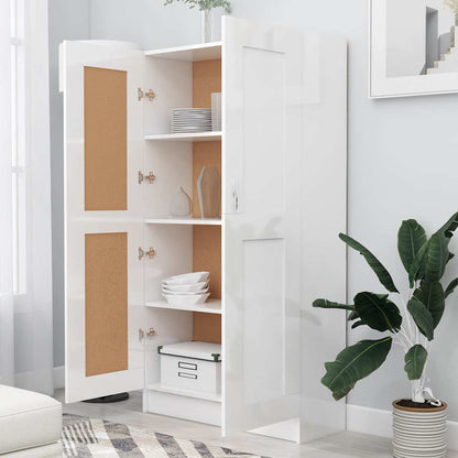 Libreria Bianco Lucido 82,5x30,5x150 cm in Legno Multistrato | homemem39