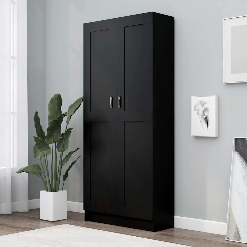 Libreria Nera 82,5x30,5x185,5 cm in Legno Multistrato | homemem39