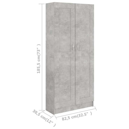 Libreria Grigio Cemento 82,5x30,5x185,5 cm in Legno Multistrato