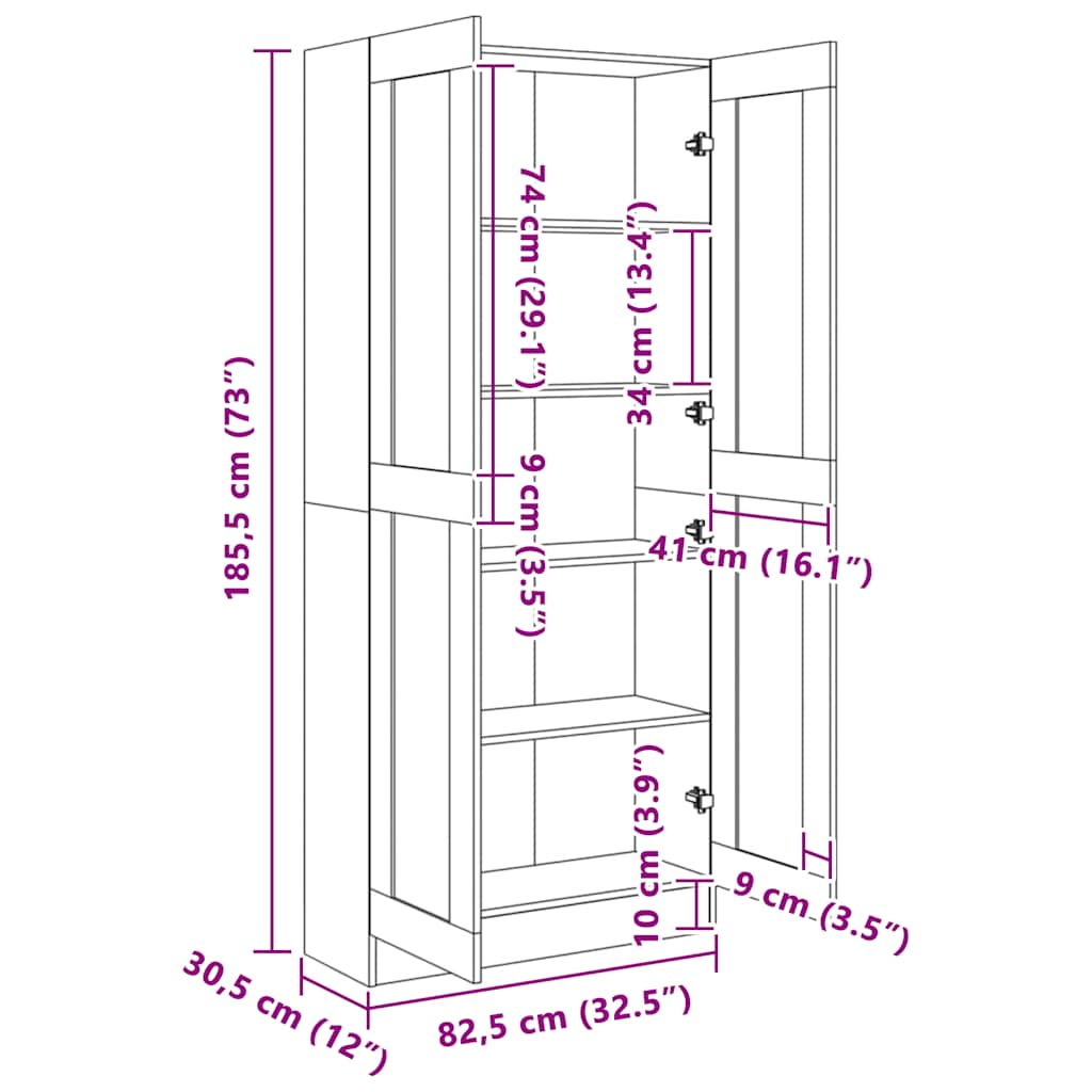 Libreria Grigio Cemento 82,5x30,5x185,5 cm in Legno Multistrato