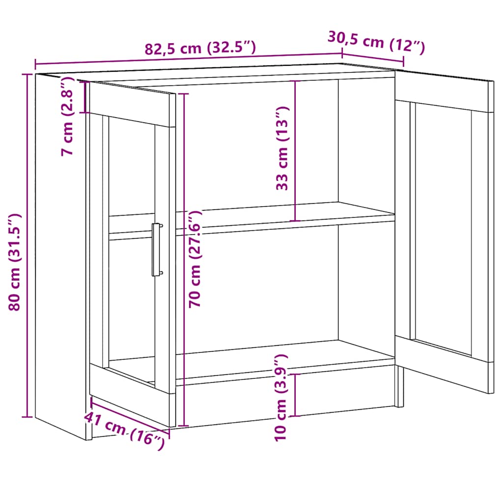 Armadietto Vetrina Grigio Cemento 82,5x30,5x80 cm Multistrato | homemem39