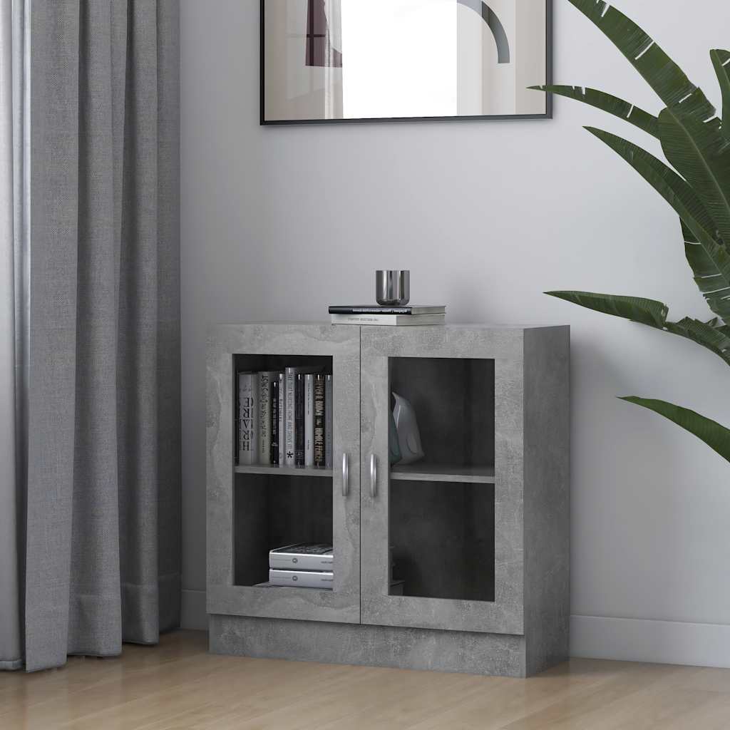 Armadietto Vetrina Grigio Cemento 82,5x30,5x80 cm Multistrato | homemem39
