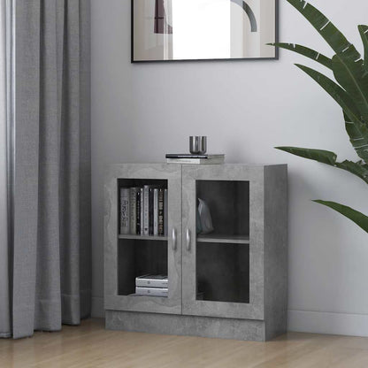 Armadietto Vetrina Grigio Cemento 82,5x30,5x80 cm Multistrato | homemem39