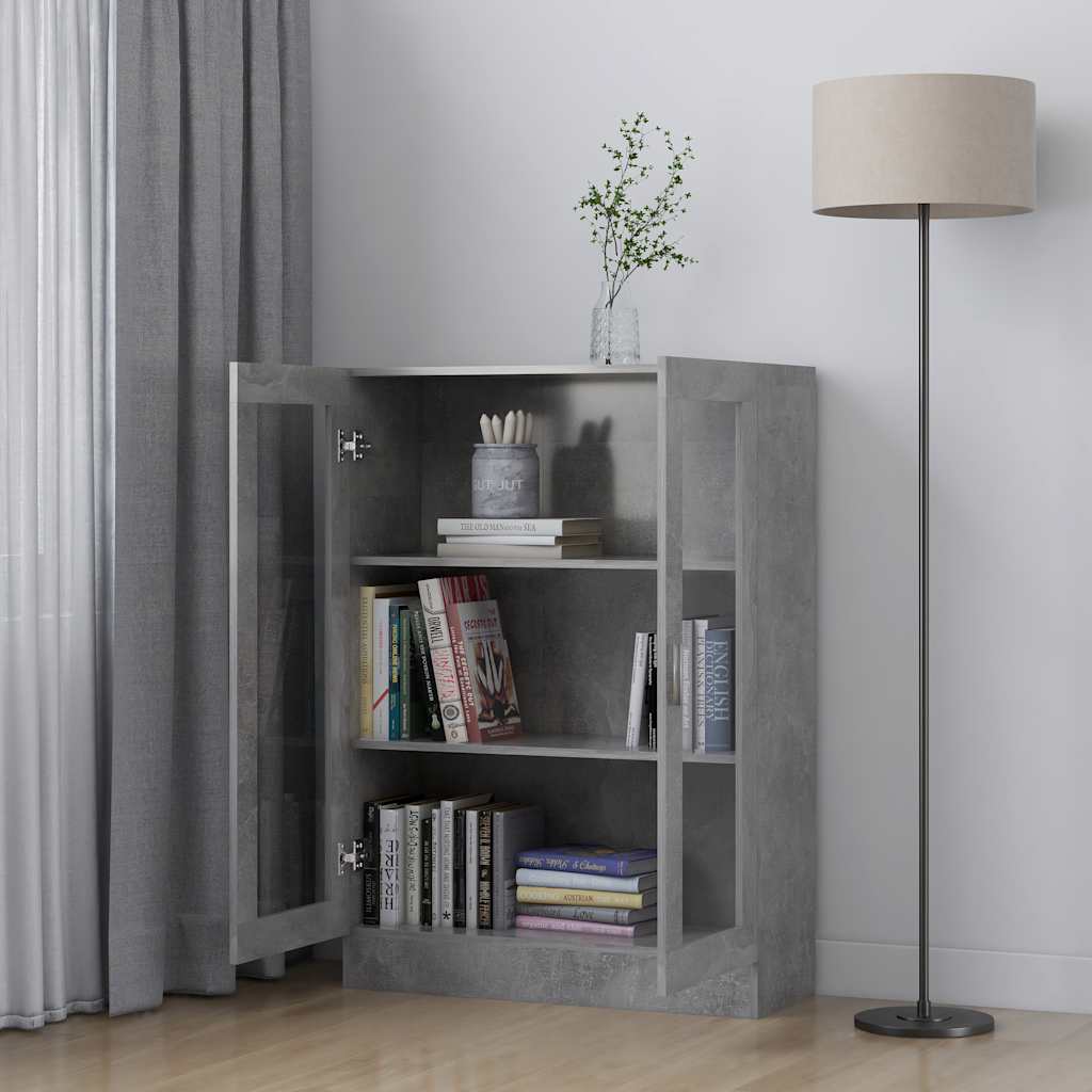 Armadietto Vetrina Grigio Cemento 82,5x30,5x115 cm Multistrato | homemem39