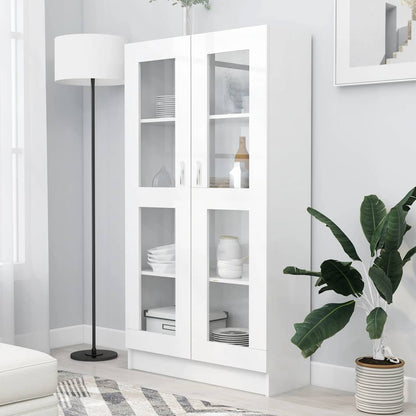 Armadietto con Vetrina Bianco 82,5x30,5x150cm Legno Multistrato | homemem39