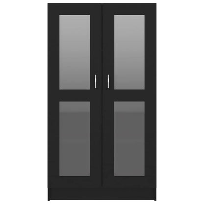 Armadietto con Vetrina Nero 82,5x30,5x150 cm Legno Multistrato | homemem39